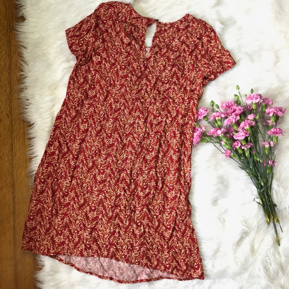 Charming Rust Vines Fall Floral Sheath Dress Small